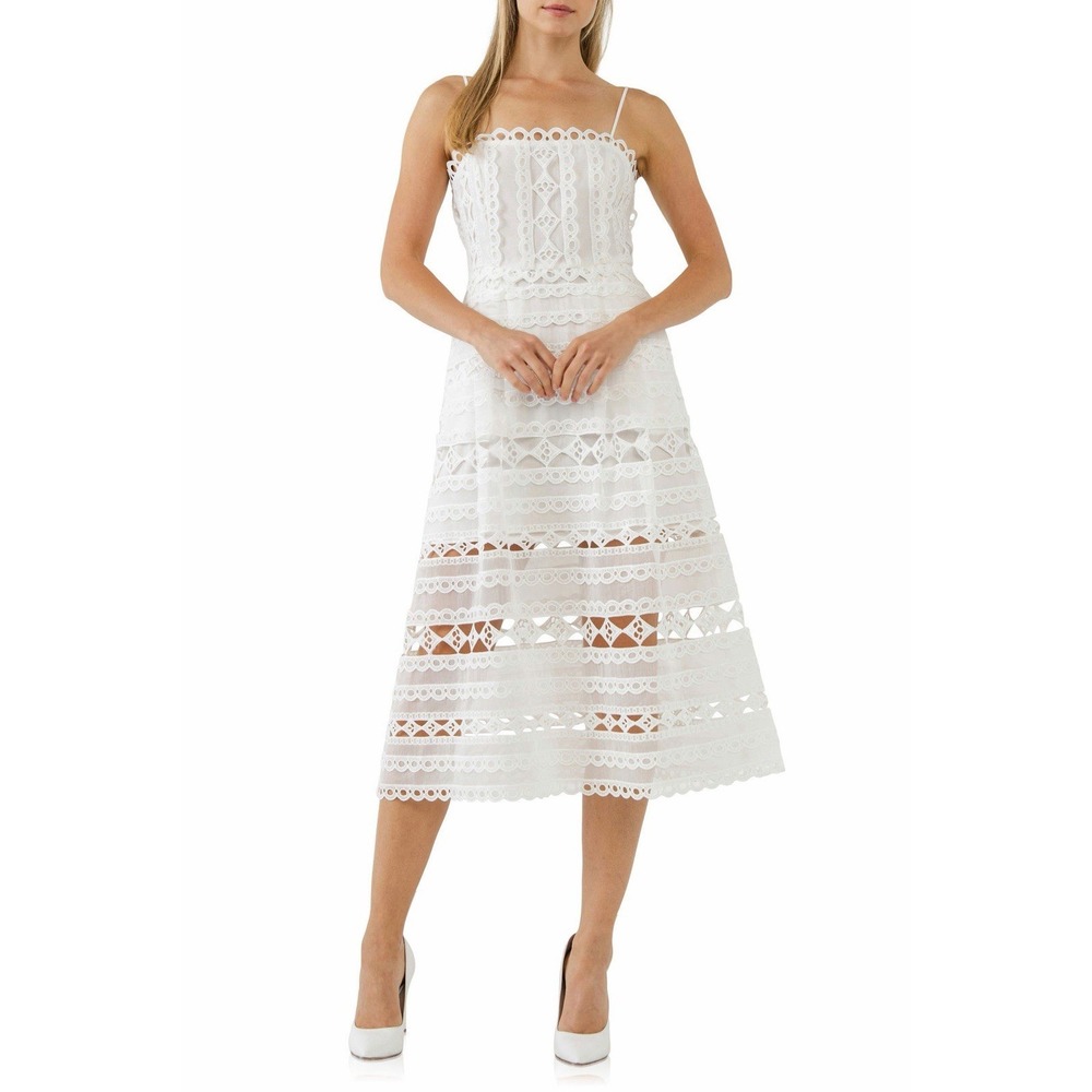 NEW Endless Rose White Lace Midi Dress‎ Medium Cottagecore Feminine